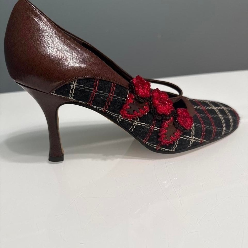 Vintage Isabella Fiore Italian Tweed Leather Heels Size 8.5